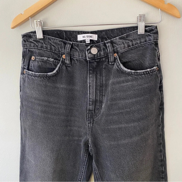 Re/Done Originals 70’s Straight Jeans In Black Wash Cotton High Rise Size 26 - Picture 6 of 8